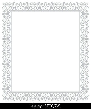 Decorative frame Elegant vector element for design in Eastern style, place for text. Floral grey border. Lace illustration for invitations and greeting cards Stock Vector