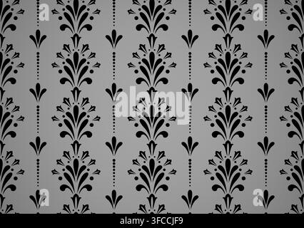 Flower geometric pattern. Seamless vector background. Black and grey ornament Stock Vector