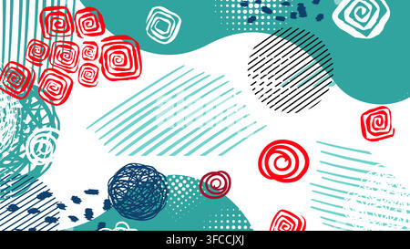 Abstract beautiful cheerful cute background. Bright banner. Hand drawn. Not AI, vector illustration Stock Vector