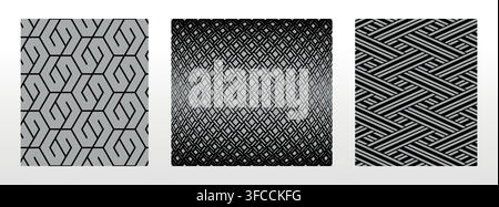 Geometric set of seamless black and gray patterns. Simple vector graphics Stock Vector