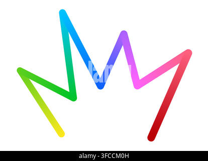 Abstract colorful gradient zig zag line element isolated white background. Stock Vector