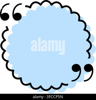 Quote box title isolated. Blue round speech quotation mark frame. Text talk info message box border. Dialog mark speech quotes icon. Vector png illust Stock Vector