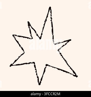 Black chalk scrapbook star. Simple hand drawn element for quality reviews. Stock Vector