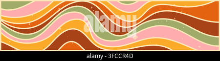Retro groovy zebra stripes in pink, orange and green color. Stock Vector
