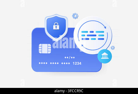 Card tokenization for secure payments, digital wallets and e-commerce checkout. Protected credentials reduce card data exposure across online transactions vector illustration. Stock Vector