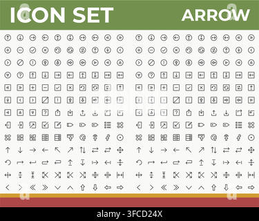 Large collection of line arrow icons and navigation symbols Stock Vector