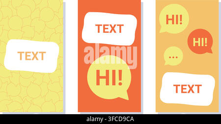 Isolated banner templates with bubbles with Hi text in orange colors. Social Media Banners. Vector illustration Stock Vector