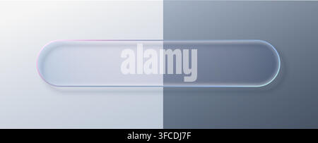 Transparent glass button with glossy frame effect for modern UI design. Digital interface element featuring sleek geometric shapes and futuristic tech Stock Vector