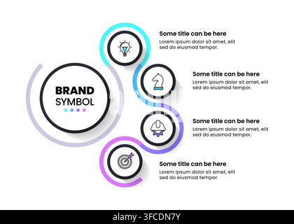 Infographic template with icons and 4 options or steps. Zigzag line. Can be used for workflow layout, diagram, banner, webdesign. Vector illustration Stock Vector