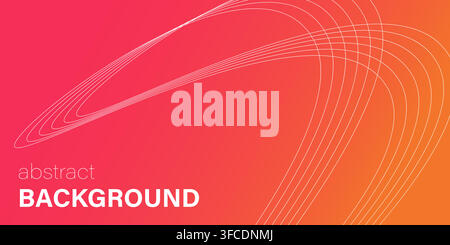 Abstract Background with Contour Lines Wave. Abstract Shape with thin outline. Orbit or spiral. Line crossing. Pink orange gradient background. Vector Stock Vector