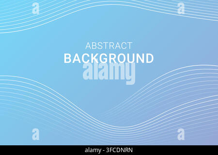 Abstract blue gradient background with thin waves. Vector illustration Stock Vector