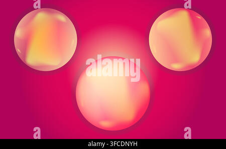 Light and reflections inside glass balls. 3D shapes on a gradient pink background. An element of the game. Vector illustration Stock Vector