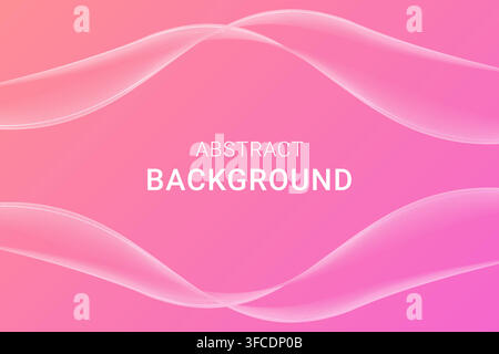 Abstract gradient background with thin waves. Pink color. Vector illustration Stock Vector