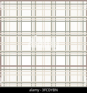 Checkered ornament, seamless pattern. Vector illustration. Subtle beige and olive lines on a white background For textiles, wallpaper, packaging and Stock Vector