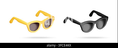 Yellow and black sunglasses 3d icon set Stock Vector