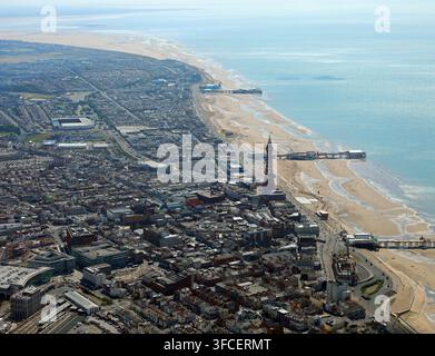 aerial view of Blackpool seafront Stock Photo