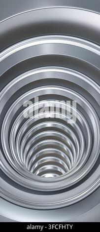 Reflective silver rings forming a futuristic vortex 3d Stock Photo