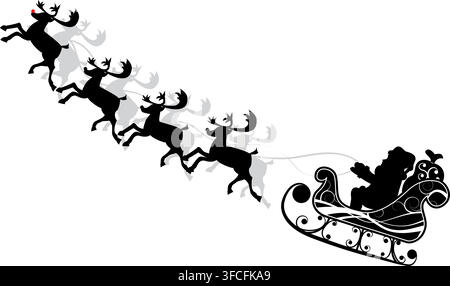 Christmas santa and deers, vector illustrations Stock Vector