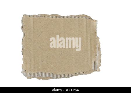 Diagonal Torn Cardboard Gap with Isolated White Copy Space Stock Photo