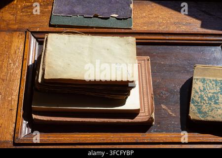Blank Pages of an Old Book in an Antiquarian Bookshop Stock Photo