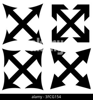 Collection of minimalist black bold arrow vectors isolated on white background. Perfect for web design, app interfaces, infographics, maps Stock Vector