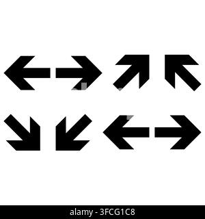 Collection of minimalist black bold arrow vectors isolated on white background. Perfect for web design, app interfaces, infographics, maps Stock Vector