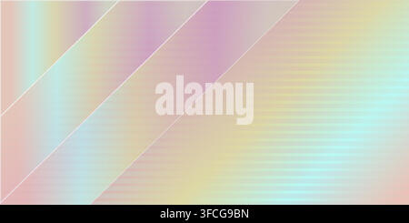 Abstract Holographic Pastel Gradient Background with Diagonal Lines Stock Vector
