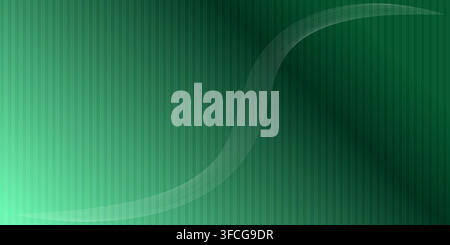 Dark Green Gradient Background with Wave Line and Vertical Stripes Stock Vector