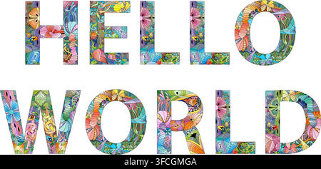 HELLO WORLD hand drawn modern design vector illustration. Stock Vector