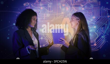 Ai and Business. Team discussing and using artificial intelligence technology or Ai assistant. Futuristic innovation AI technology collaboration and i Stock Photo