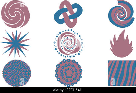 Abstract colorful swirling and geometric shapes, representing organic patterns and energetic designs for backgrounds. Stock Vector