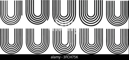 Abstract rainbow shaped lines forming minimalist patterns for artistic background textures or creative decoration. Stock Vector