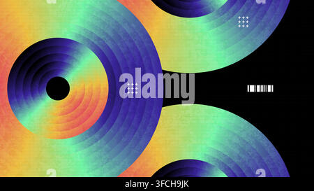 Abstract Background With Colorful Gradient Geometric Rings And Grid Patterns Stock Vector