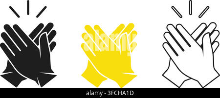 Clapping hands icon for applause and celebration events on white background. Stock Vector