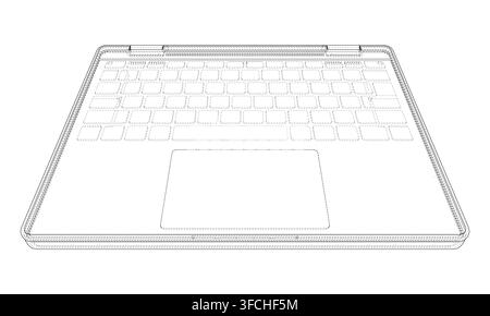 laptop wireframe illustration. Vector Stock Vector
