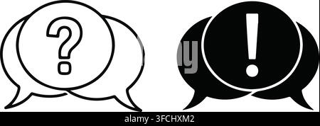 Speech bubbles containing question and exclamation marks for communication feedback inquiries and alert messages. Stock Vector