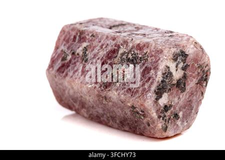 Macro mineral stone Ruby in the breed a white background close up Stock Photo