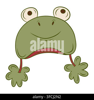 Cute Green Frog Vector Illustration Stock Vector