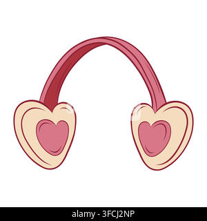 Vector illustration of winter earmuffs with heart shaped ear pads Stock Vector