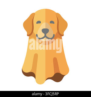 Flat vector illustration of a Golden Retriever dog head icon isolated on white background Stock Vector