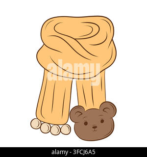 Vector illustration of winter scarf with bear face Stock Vector