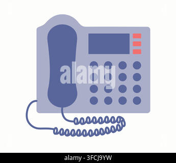 Telephone Office Wired desktop. Isolated icon, symbol. Multifunctional stationary IP Telephone. IT equipment, technology. Automatic telephone exchange Stock Vector
