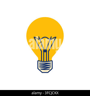 Electric lamp isolated. Lighting bulb with filaments and base. Equipment, lightbulb. Illumination. Electricity. Idea concept, creativity symbol. Flat Stock Vector