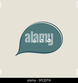 Speech bubble with ellipses. Chat, conversation, dialogue icon. Social network message or notification. Three dots. Drawn isolated symbol. Color outli Stock Vector