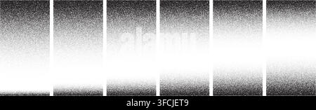 Rectangle with noisy stipple gradient, square of dotted grainy bg. Black geometric texture for diffuse stencil vignette and sandy point shadow. Gritty Stock Vector