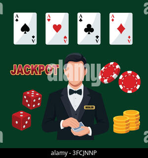 Casino illustration collection. Gambling vector Stock Vector