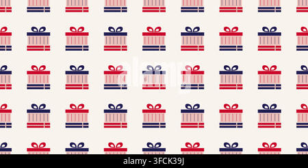 Pattern of Presents wrapped in Ribbon. Stack of Gift boxes with Bow. To give Surprise, souvenir. Gift wrapping. Donation, celebration, decoration. Sea Stock Vector