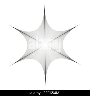 Web of thin lines isolated. Spiderweb. Abstract symmetrical shape made from linear smooth waves. Mesh weaving. Net. Black outline hexagon. Geometric d Stock Vector