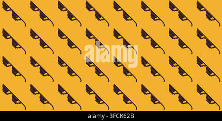 Pattern black Pixel Glasses diagonally. Cool, brutal background on Yellow color. Summer mood. Sun protection. Seamless Retro print for packaging, wrap Stock Vector