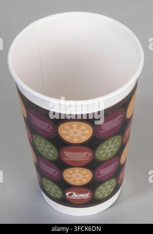Paper coffee cup with pattern, USA Stock Photo